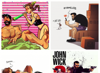 Witty pictures showing marriage life of the artist and his wife