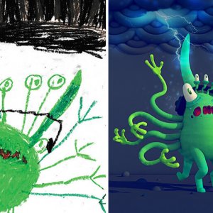 Professional Artists Recreate Kids Monster Doodles (10)