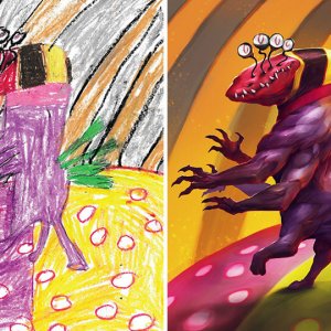 Professional Artists Recreate Kids Monster Doodles (19)