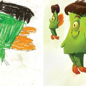 Professional Artists Recreate Kids Monster Doodles (9)